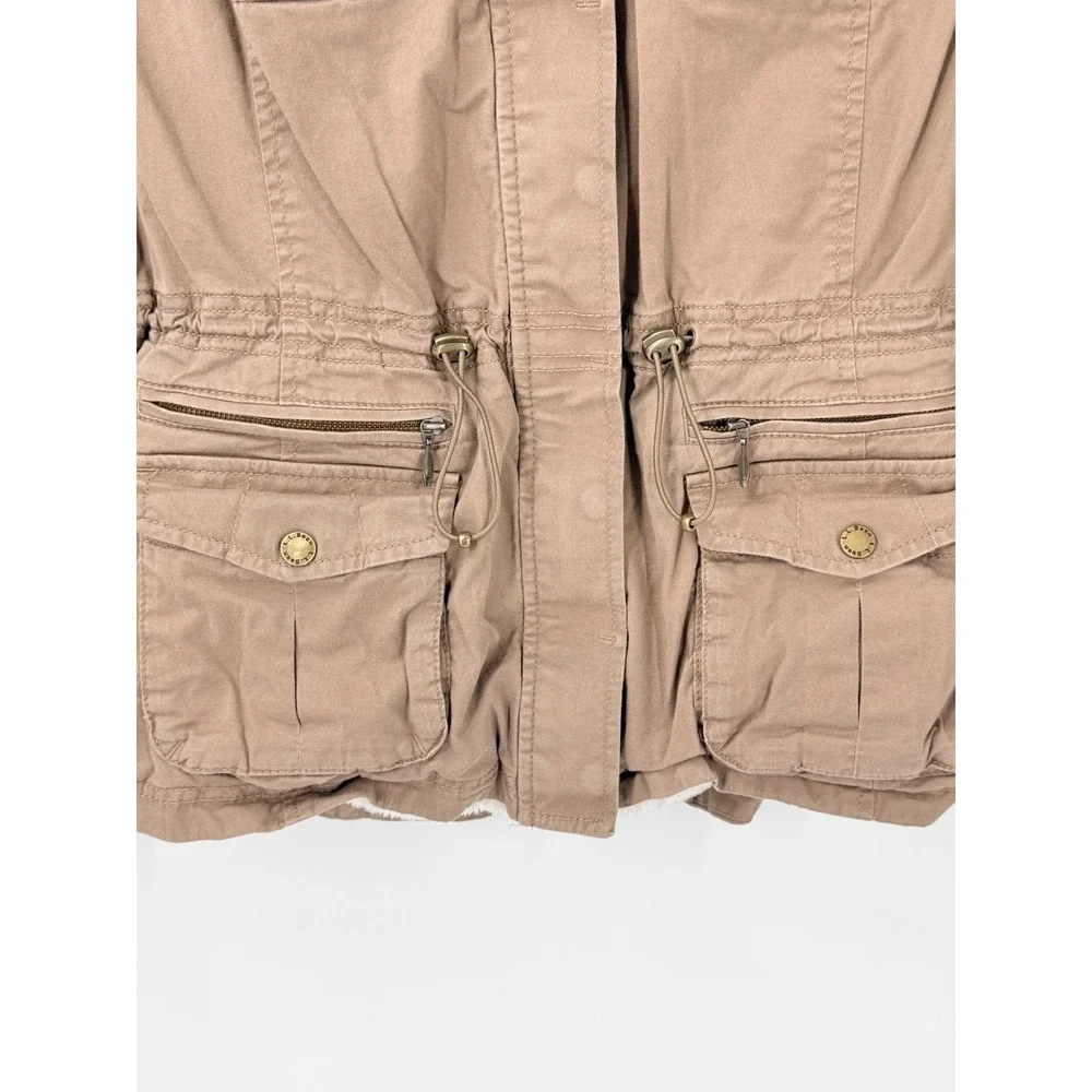 LL Bean Utility Field Jacket Womens M Brown Lined Cotton crunchy granola chore